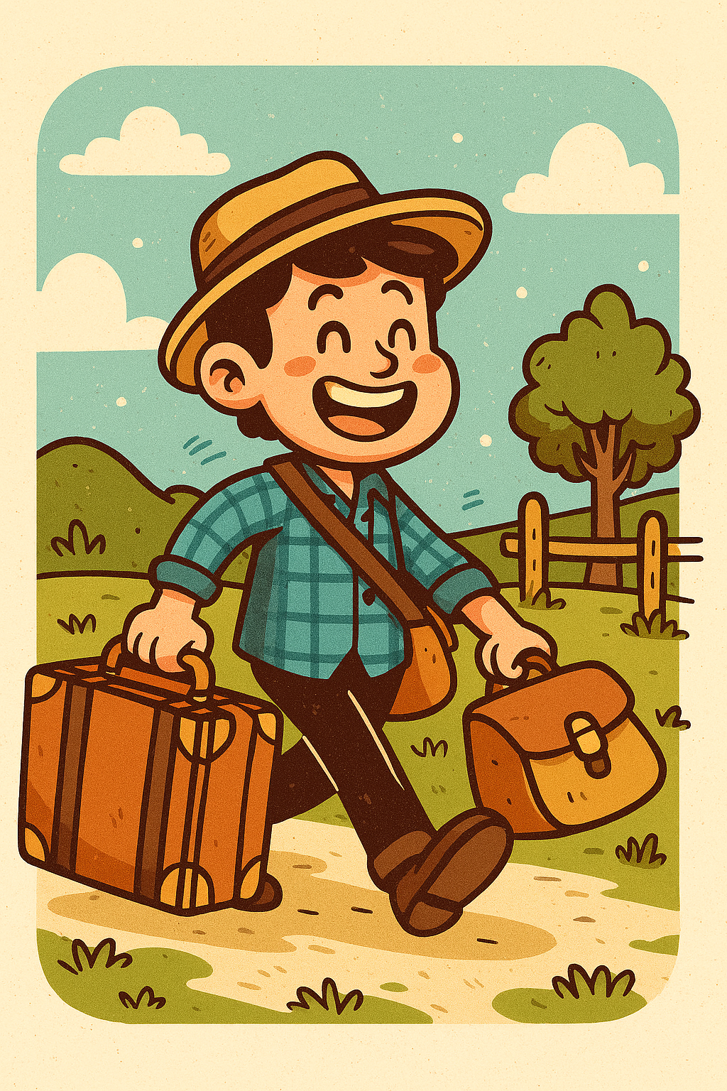 Happy traveler with luggage